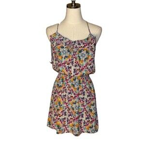 Parker Halter Ruffle Mini Dress 100% Silk Floral Print S